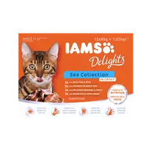 IAMS Delights szószos tengeri halas termékcsalád. 12x85G