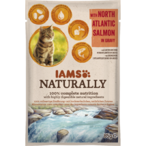 IAMS Naturally nedves táp  felnőtt macskáknak észak-atlanti lazaccal szaftban.85G