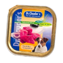 Dr.Clauders Dog Alutálka Selected Meat Pulyka&Rizs 100g