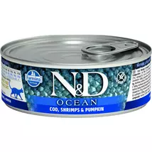 N&amp;D Cat Ocean konzerv tőkehal&amp;garnélarák sütőtökkel 80g