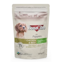 BONACIBO POUCH - WET PUPPY FOOD - CHICKEN &amp; BEEF  100g