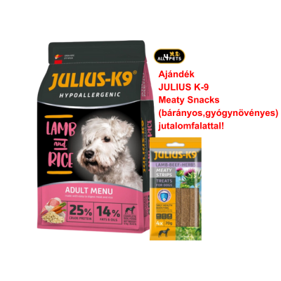 JULIUS K-9 Adult Hypoallergenic (bárány,rizs) száraztáp - Ételallergiás felnőtt kutyák részére (12kg)