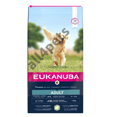 EUKANUBA  száraz kutyatáp nagytermetű felnőtt kutyák számára. Bárány,rizs 12kg