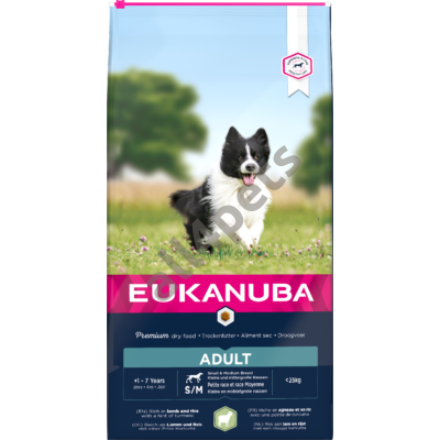 EUKANUBA  száraz kutyatáp kis és közepes termetű felnőtt kutyák számára. Bárány,rizs 2,5kg