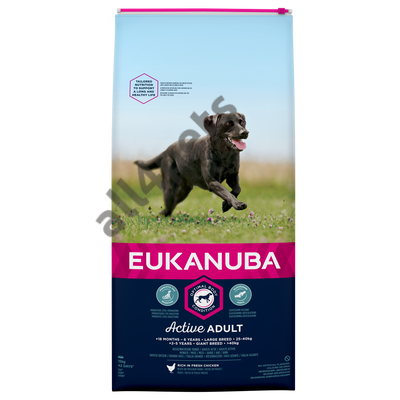 EUKANUBA  száraz kutyatáp nagytermetű felnőtt kutyák számára. Friss csirkehússal 15kg