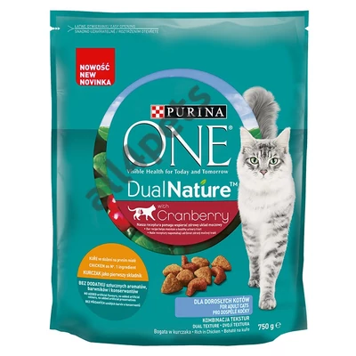 ONE Dual Nature Száraz Macska  Adult Csirkével és áfonyával 750g