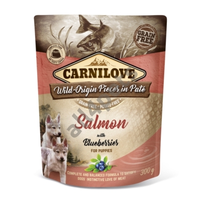 Carnilove Dog Puppy tasakos Paté Salmon with Blueberries - Lazac áfonyával 300g HU