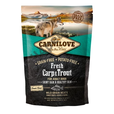 Carnilove Fresh Dog Adult Carp&amp;Trout - Ponty&amp;Pisztráng - Hair&amp;Healthy Skin 1,5kg