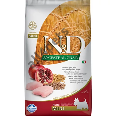 N&amp;D Dog Ancestral Grain csirke, tönköly, zab&amp;gránátalma adult mini 2,5kg