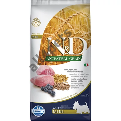 N&amp;D Dog Ancestral Grain bárány,tönköly,zab&amp;áfonya adult mini 7kg