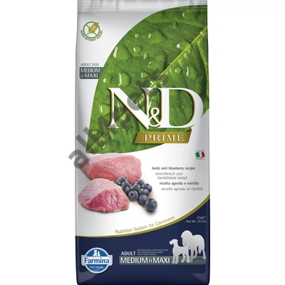 N&amp;D Dog Prime bárány&amp;áfonya adult medium&amp;maxi 12kg