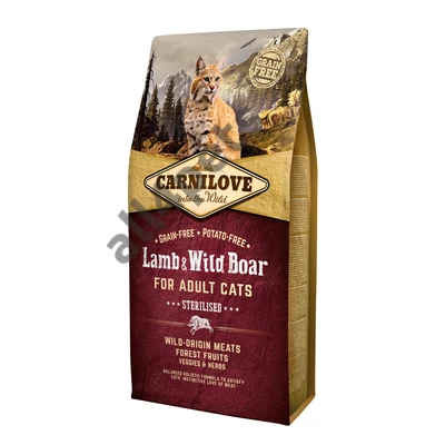 Carnilove Cat Adult Lamb&Wild boar – Bárány&Vaddisznó - Sterilised 6kg