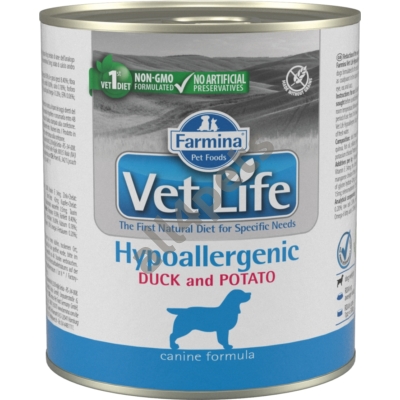 Vet Life Natural Diet Dog konzerv Hypoallergenic Duck&amp;Potato 300g