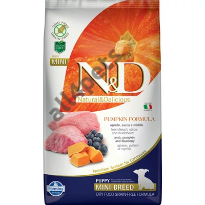 N&amp;D Dog Grain Free bárány&amp;áfonya sütőtökkel puppy mini 2,5kg