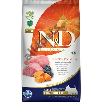 N&D Dog Grain Free bárány&áfonya sütőtökkel adult mini 2,5kg