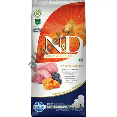 N&D Dog Grain Free bárány&áfonya sütőtökkel puppy medium/maxi 12kg