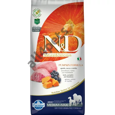 N&D Dog Grain Free bárány&áfonya sütőtökkel adult medium/maxi 12kg