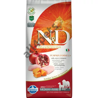 N&D Dog Grain Free csirke&gránátalma sütőtökkel adult medium&maxi 12kg