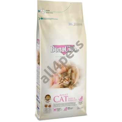 BONACIBO CAT (Light&amp;Sterilized - Csirke, szardella, rák és rizs) 2 kg