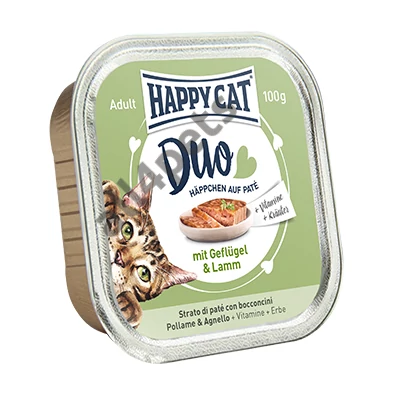 HAPPY CAT DUO MENÜ SZÁRNYAS-BÁRÁNY 12X100G