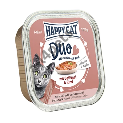 HAPPY CAT DUO MENÜ SZÁRNYAS-MARHA 12X100G